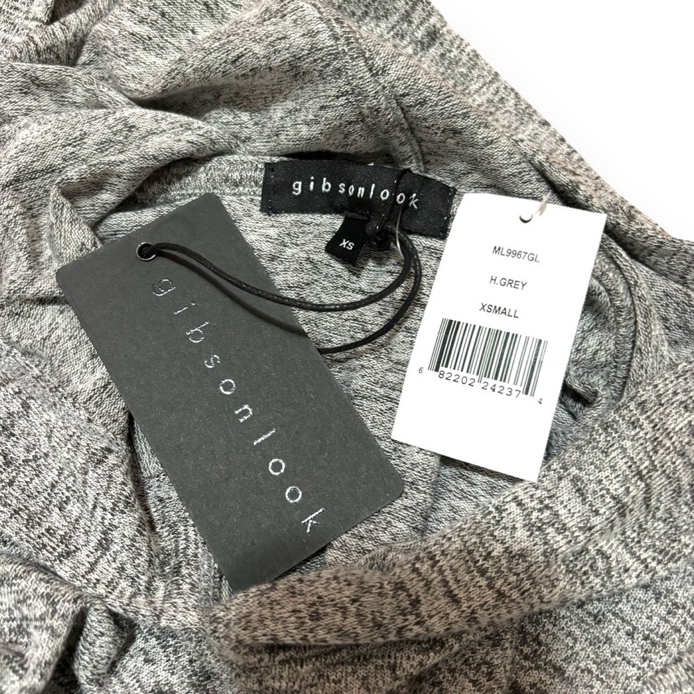 NWT Gibson Look Gray Cropped Ruched Hoodie Top - Size XS - Picture 6 of 16